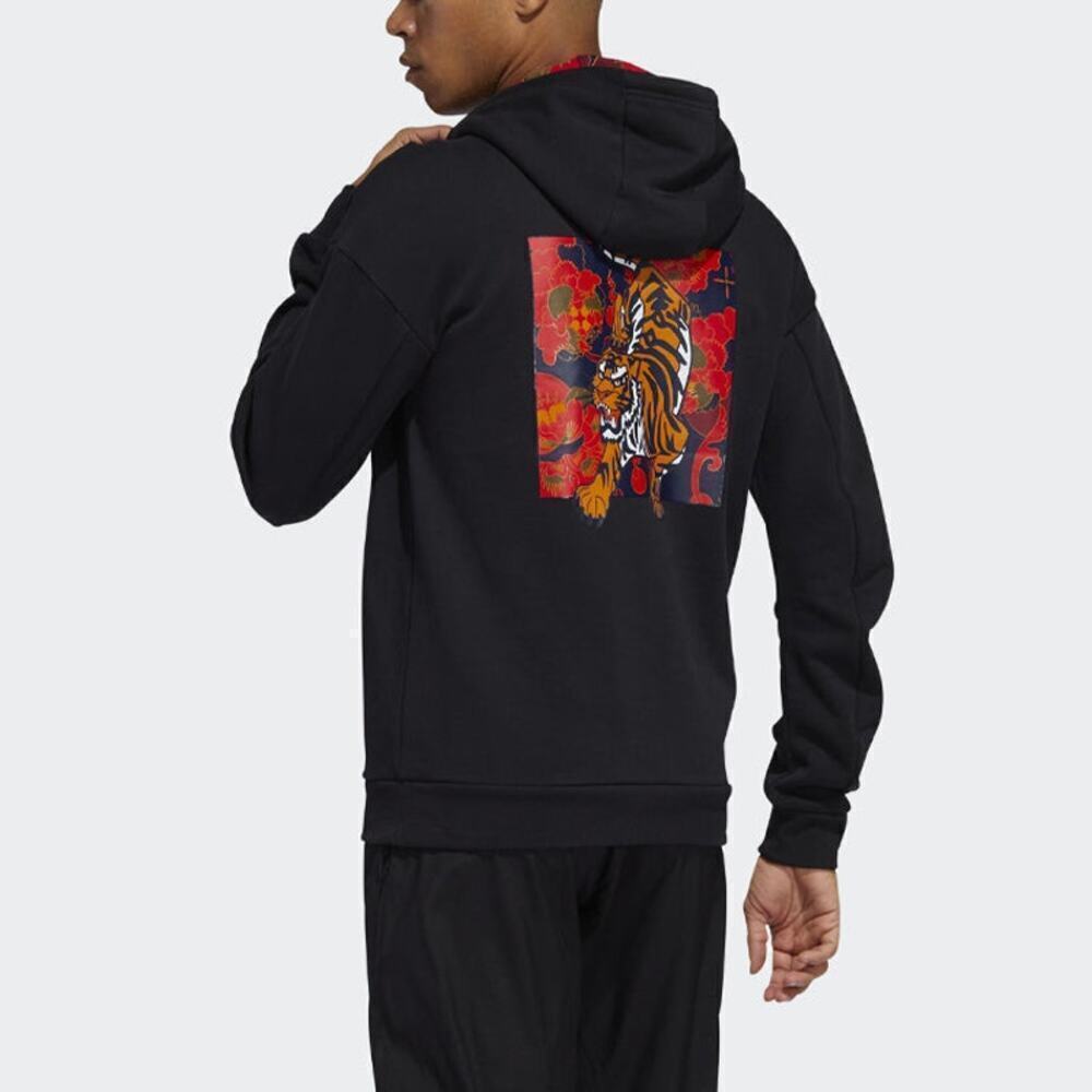Adidas Graphic Hooded Men’s Sweatshirt Black Streetwear Size